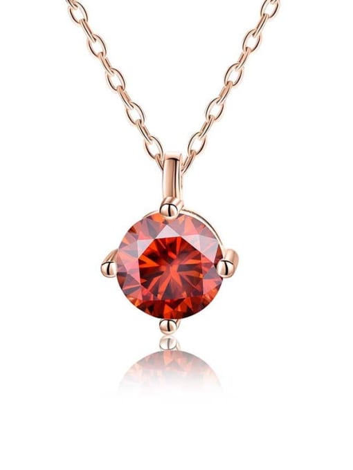 Pomegranate red  diamond [rose gold] 925 Sterling Silver Moissanite Geometric Dainty Necklace